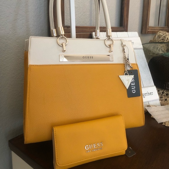 mustard yellow guess purse
